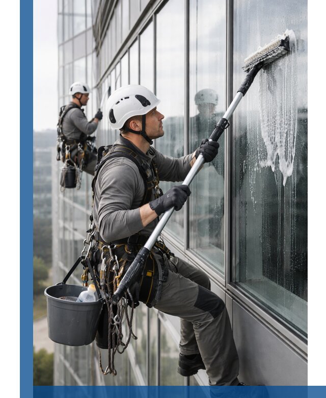 Высотная мойка сплошного остекления с выездом в Усинске