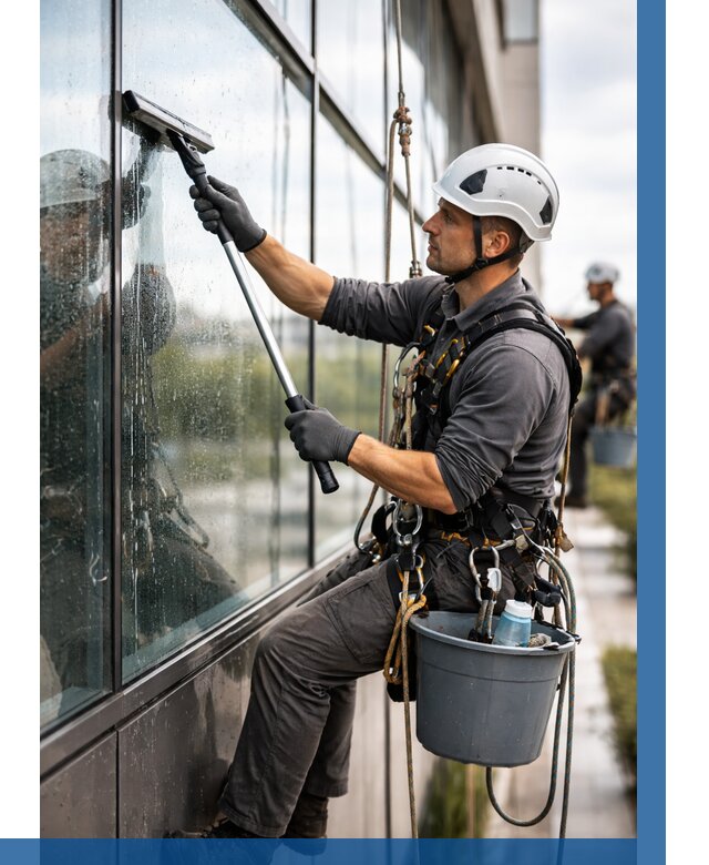 Мойка стеклянных фасадов в Усинске от 205 р. | ВЫСОТНИК-Снс