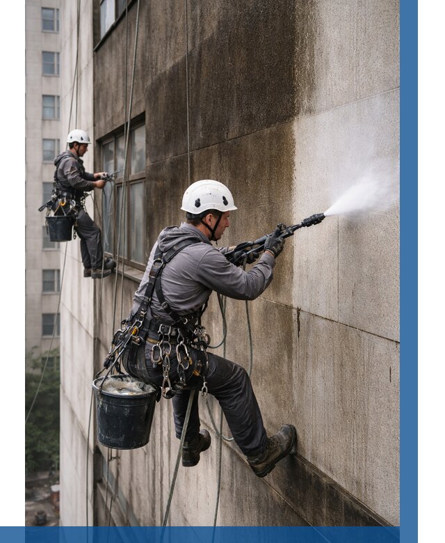 Очистка фасада от копоти в Усинске от 256 р. | ВЫСОТНИК-Снс