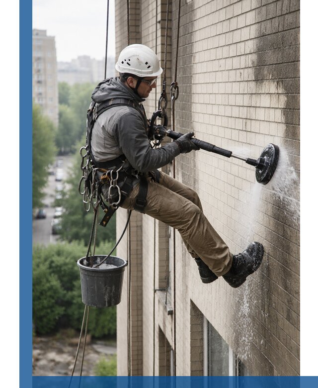 Очистка фасада от копоти в Усинске профессионально и безопасно