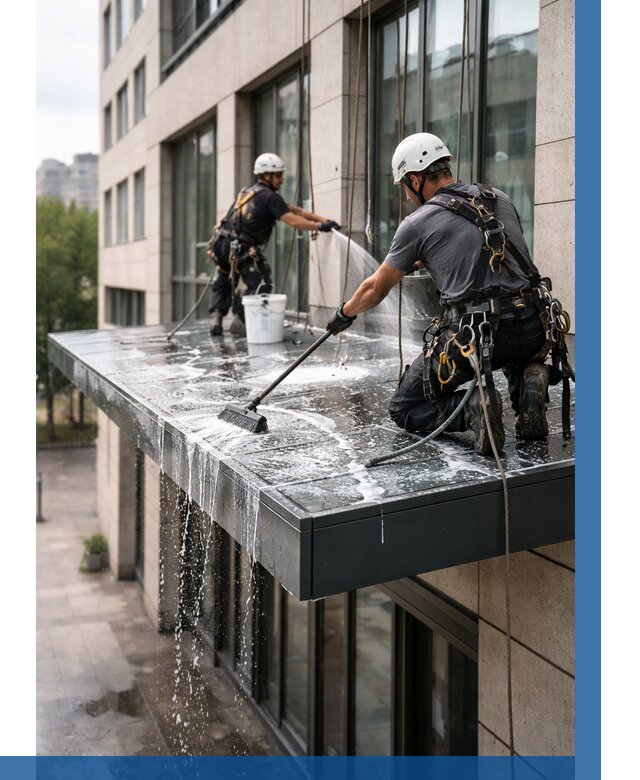 Мойка козырьков и навесов в Усинске от 3583 р. | ВЫСОТНИК-Снс