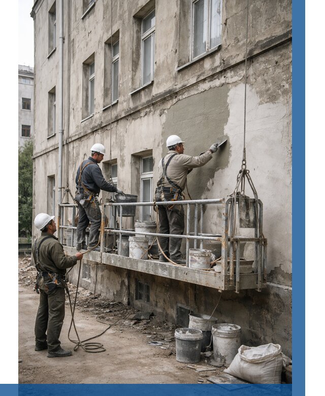 Капитальный ремонт фасада в Усинске от 4300 р. | ВЫСОТНИК-Снс