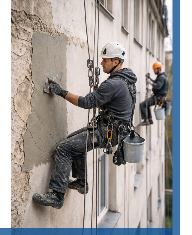 Восстановление штукатурки фасада в Усинске от 1229 р. | ВЫСОТНИК-Снс