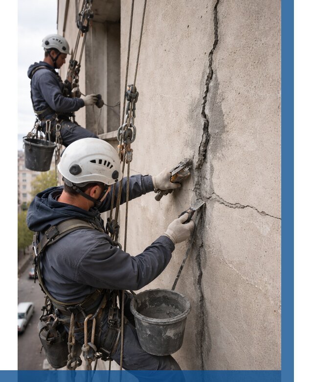 Заделка трещин на фасаде в Усинске от 921 р. | ВЫСОТНИК-Снс