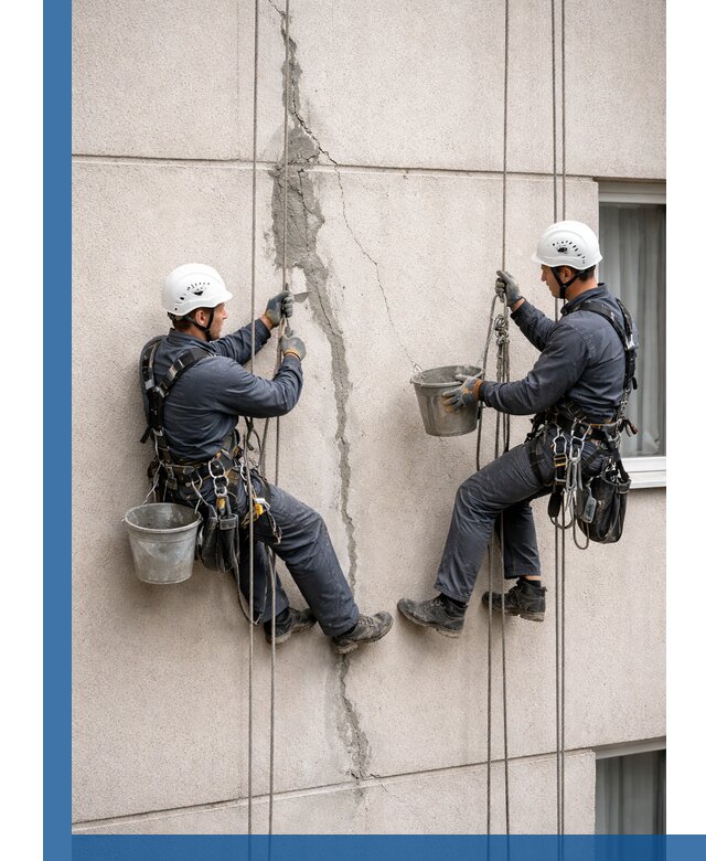 Заделка трещин на фасаде в Усинске с гарантийным ремонтом