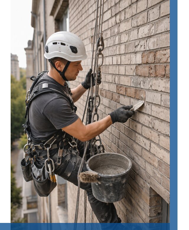 Ремонт кирпичной кладки фасада в Усинске от 1843 р. | ВЫСОТНИК-Снс