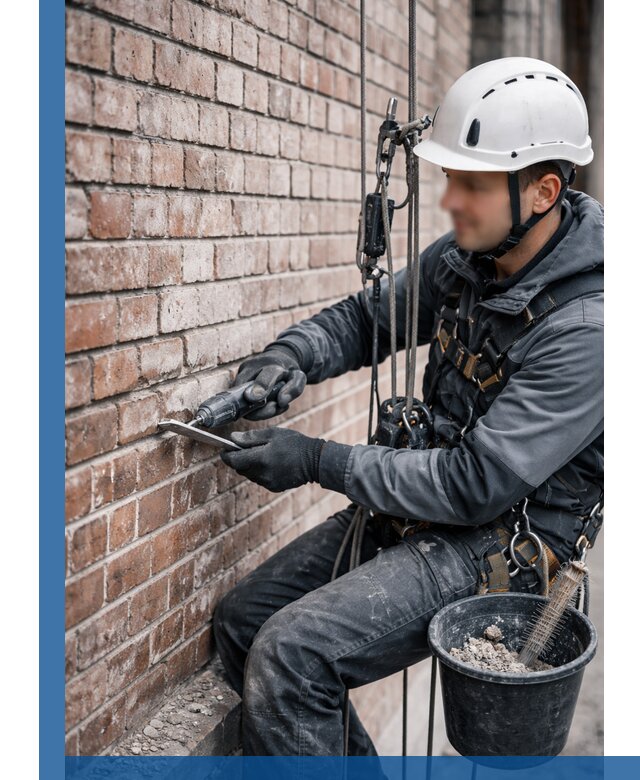 Расшивка кирпичных швов фасадов и стен, ремонт в Усинске