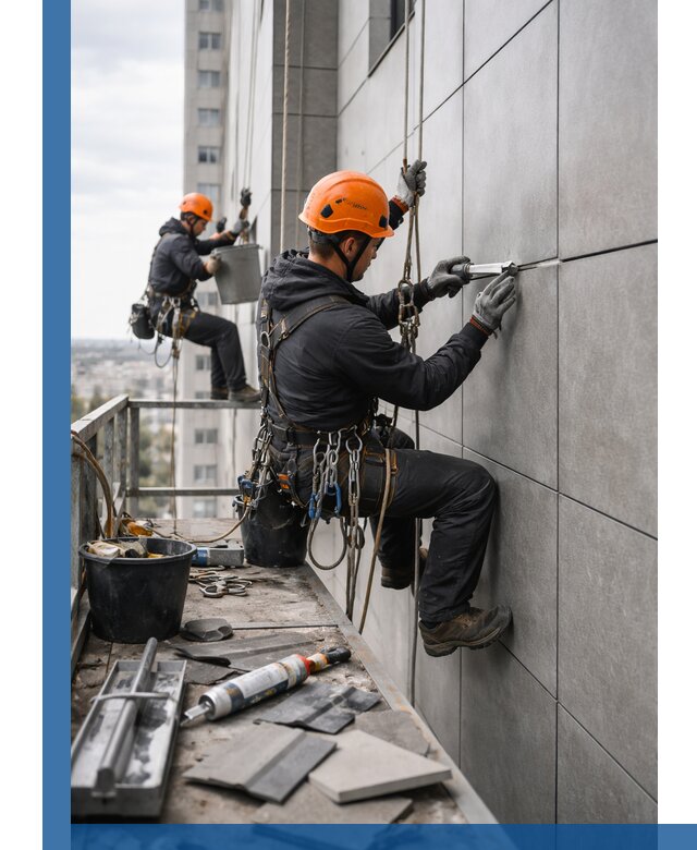 Профессиональный ремонт фасада из керамогранита в Усинске