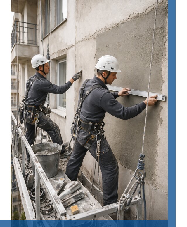 Штукатурка фасада на высоте в Усинске от 921 р. | ВЫСОТНИК-Снс