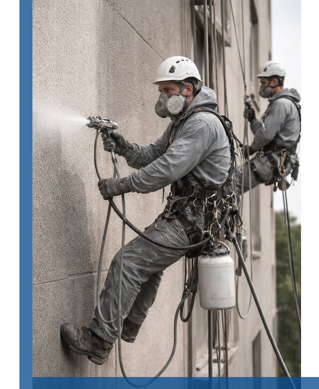 Безвоздушная покраска фасадов зданий в Усинске профессионально