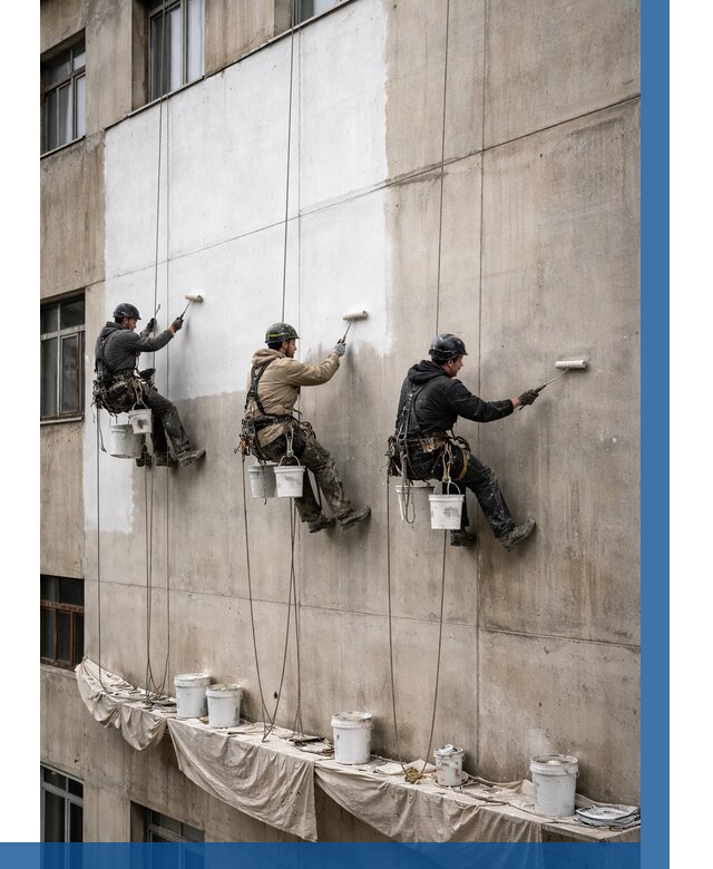 Покраска бетонного фасада в Усинске от 358 р за м2 | ВЫСОТНИК-Снс