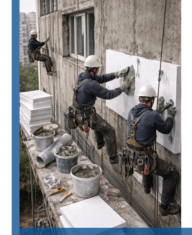 Утепление фасада пенополистиролом в Усинске под ключ