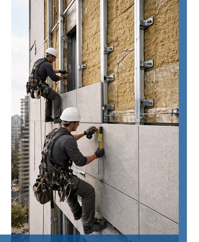 Монтаж вентилируемого фасада в Усинске от 3583 р. | ВЫСОТНИК-Снс