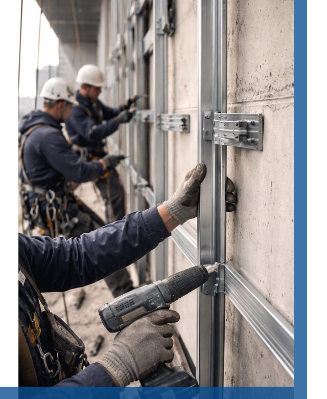 Монтаж подсистемы вентфасада в Усинске от 870 р. | ВЫСОТНИК-Снс