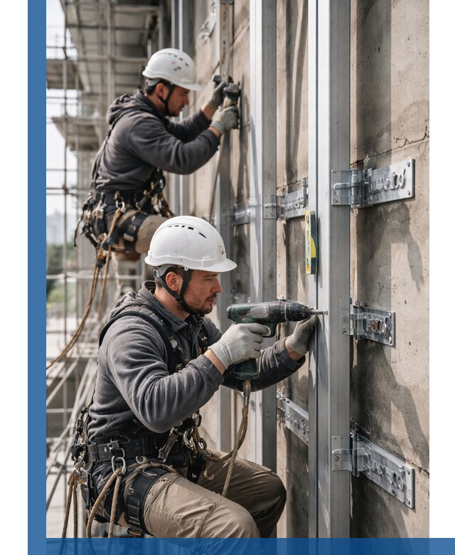 Монтаж и крепление подсистемы вентфасада в Усинске