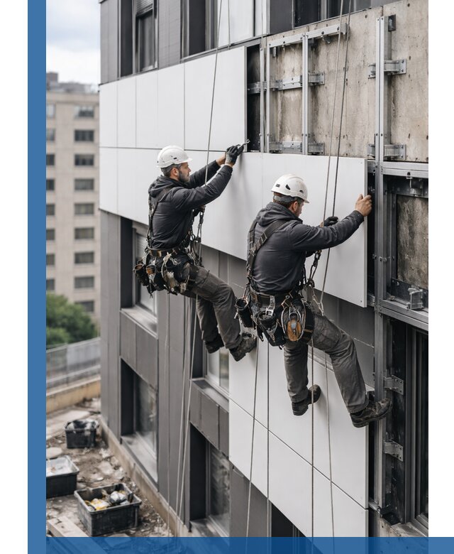 Монтаж композитных панелей фасада в Усинске под ключ