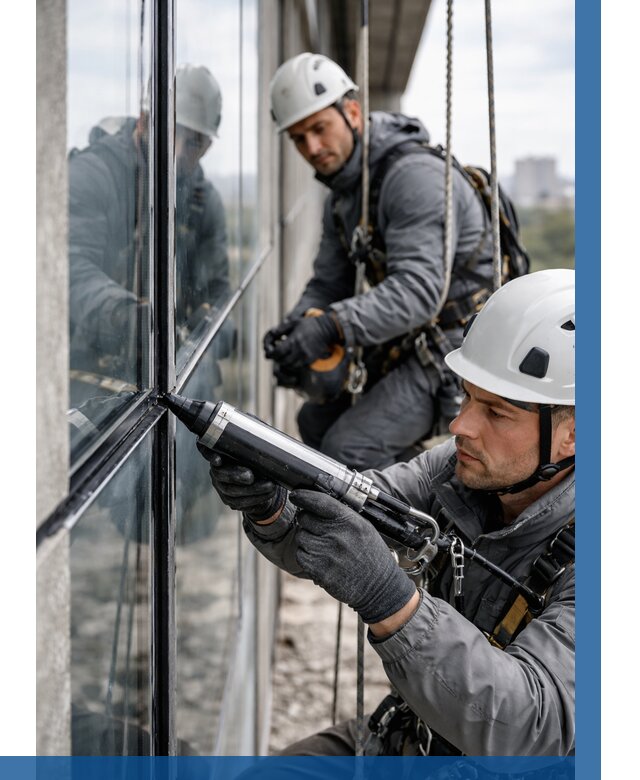 Герметизация витражных швов в Усинске от 665 р. | ВЫСОТНИК-Снс