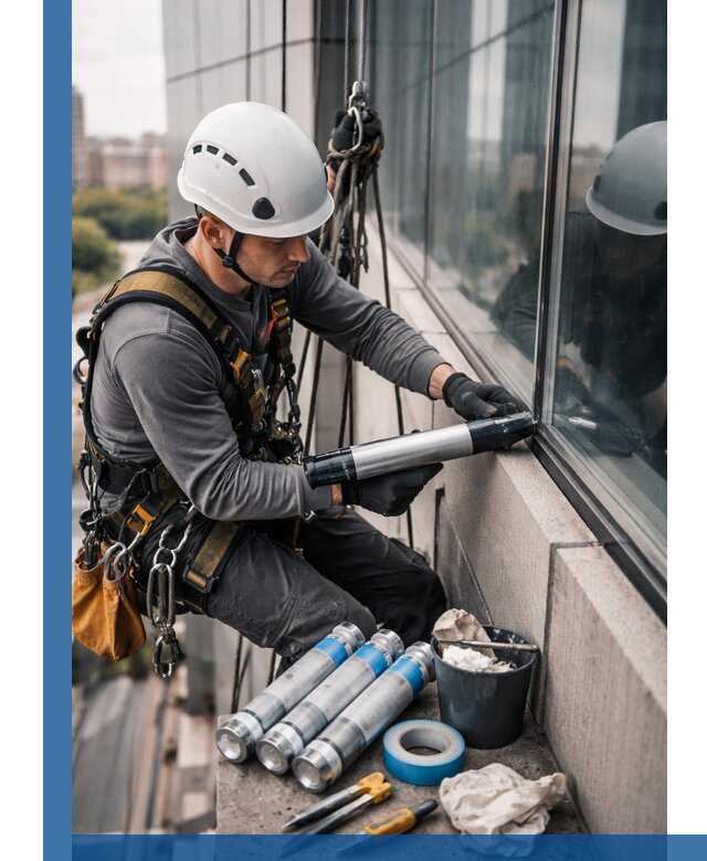 Герметизация стыков витража в Усинске для герметичных фасадов
