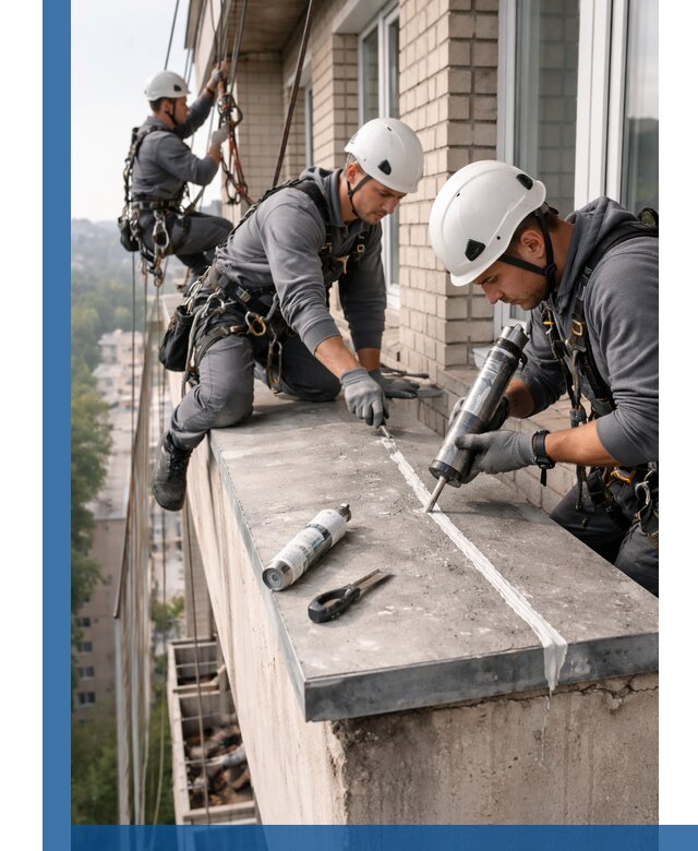 Герметизация балконного козырька в Усинске профессионально