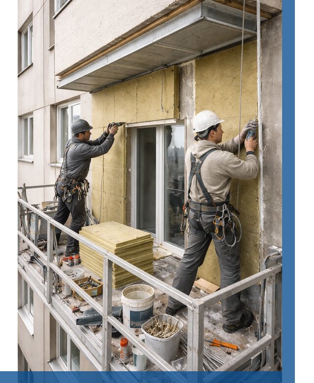 Утепление балкона снаружи в Усинске от 1638 р. под ключ ВЫСОТНИК-Снс