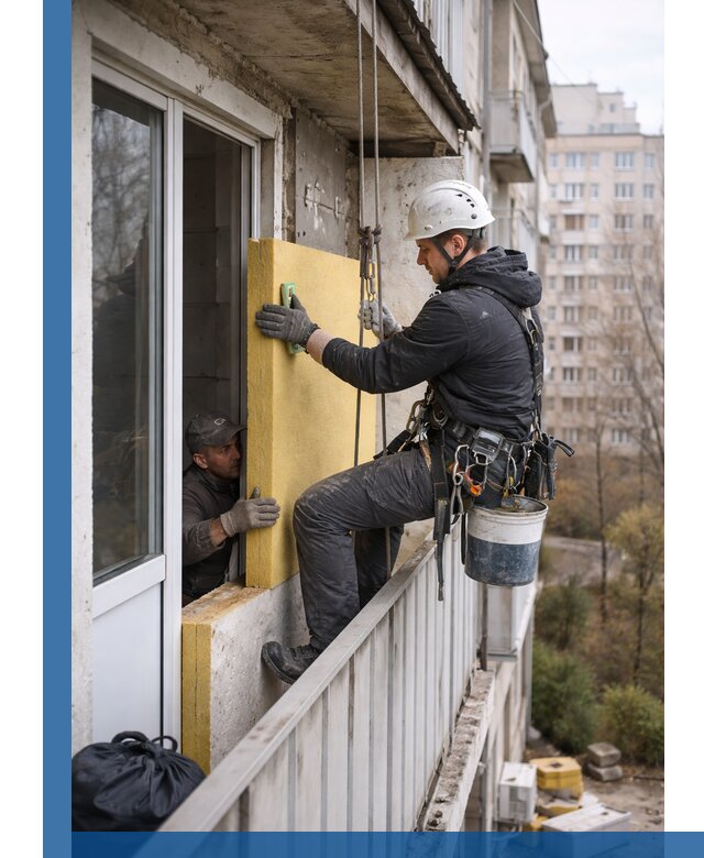 Профессиональное утепление балкона снаружи в Усинске под ключ