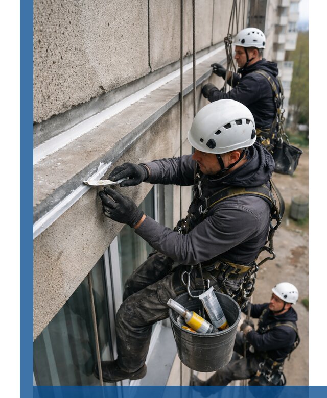 Герметизация примыкания балкона в Усинске под ключ с гарантией