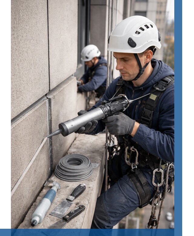 Герметизация деформационных швов фасада в Усинске от 717 | ВЫСОТНИК-Снс