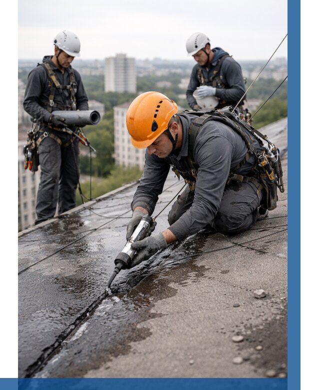 Устранение протечек кровли в Усинске от 12286 р. | ВЫСОТНИК-Снс