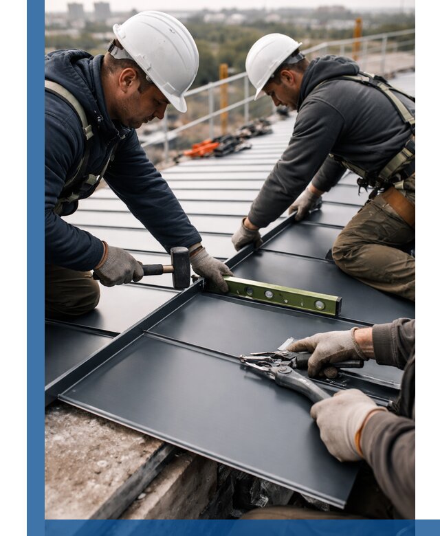 Монтаж фальцевой кровли в Усинске для промышленных зданий