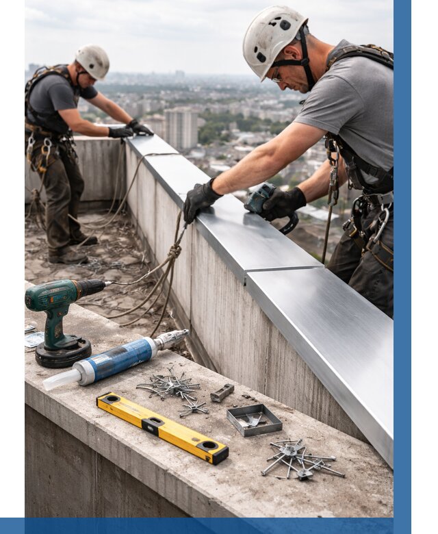 Монтаж парапетных крышек в Усинске от 819 р. | ВЫСОТНИК-Снс