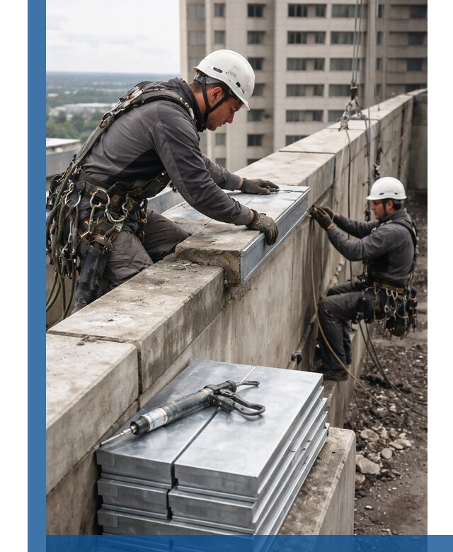 Замена парапетных крышек и установка новых в Усинске