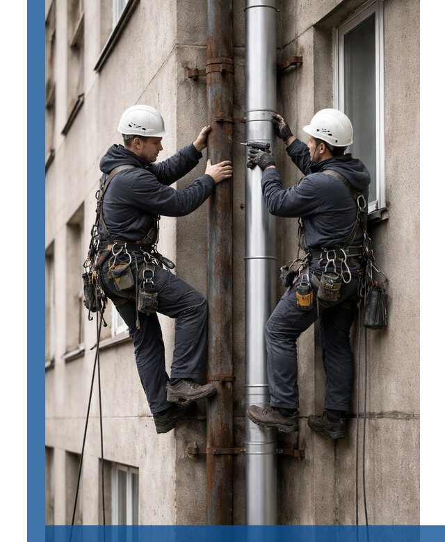 Замена водосточных труб в Усинске: монтаж и демонтаж под ключ