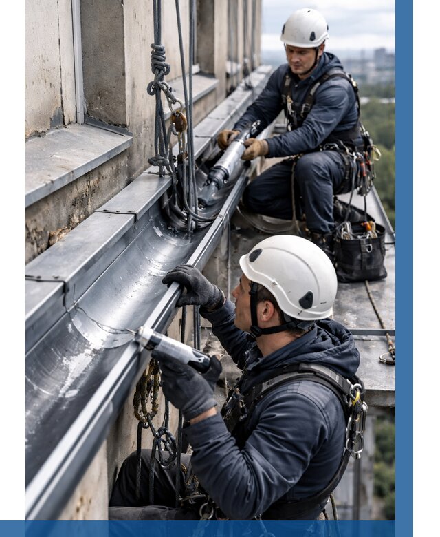 Ремонт водосточных желобов в Усинске от 6655 р. | ВЫСОТНИК-Снс