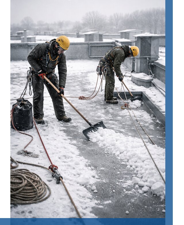 Очистка крыши от снега в Усинске от 7679 р. | ВЫСОТНИК-Снс