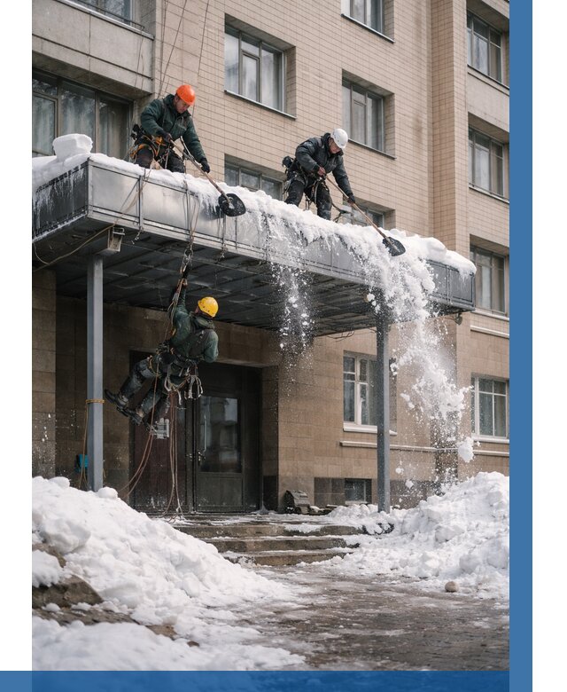 Очистка козырьков от снега в Усинске от 3583 р. | ВЫСОТНИК-Снс