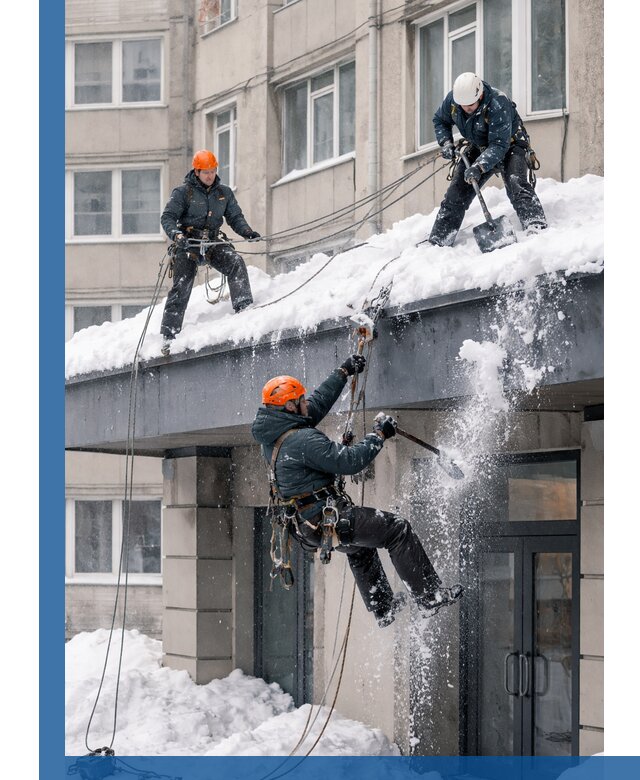 Безопасная очистка навесов от снега в Усинске круглогодично