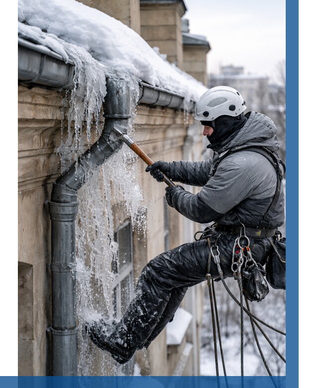 Очистка водостоков от льда в Усинске от 3583 р. | ВЫСОТНИК-Снс