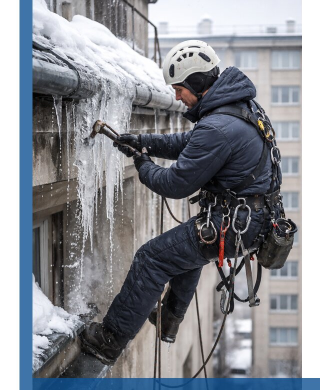 Удаление наледи и чистка водостоков в Усинске оперативно и безопасно