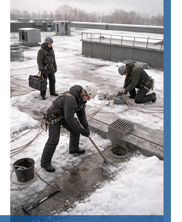 Абонентское обслуживание кровли зимой в Усинске от 8190 р. | ВЫСОТНИК-Снс