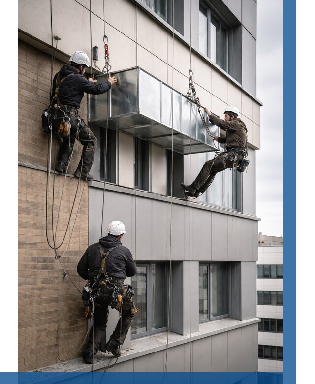 Монтаж воздуховодов на фасаде в Усинске от 1536 р. | ВЫСОТНИК-Снс