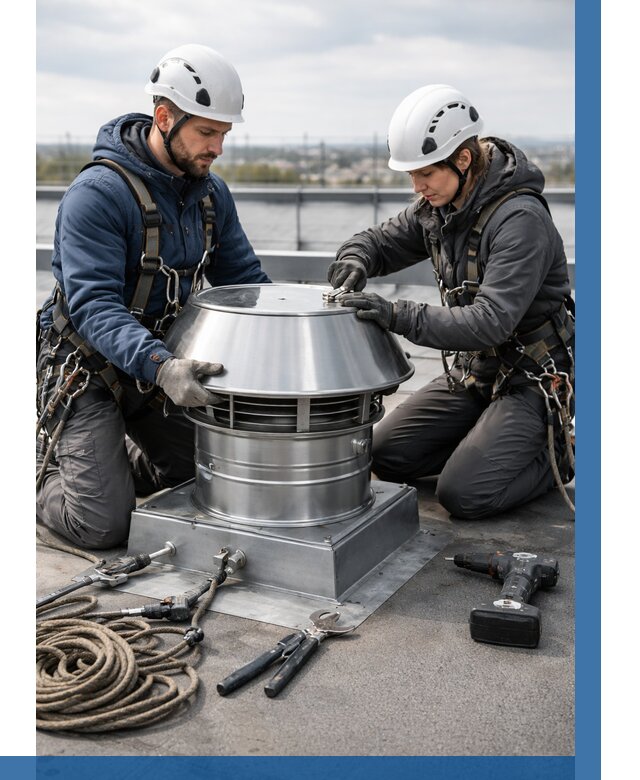 Установка дефлекторов на кровле в Усинске от 4607 р. | ВЫСОТНИК-Снс