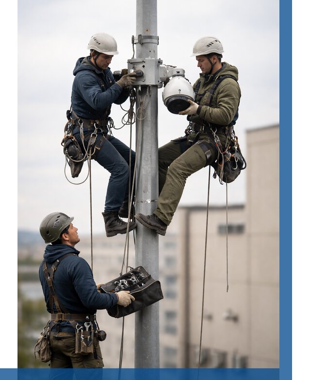 Установка видеокамер на мачте в Усинске от 8702 р. | ВЫСОТНИК-Снс