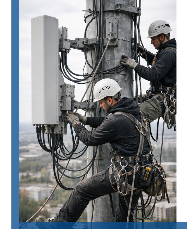 Монтаж оборудования связи на мачте в Усинске с пусконаладкой