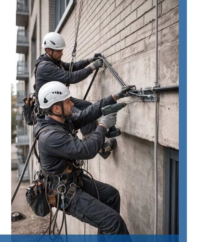 Крепление кабеля на фасаде в Усинске от 358 р. | ВЫСОТНИК-Снс