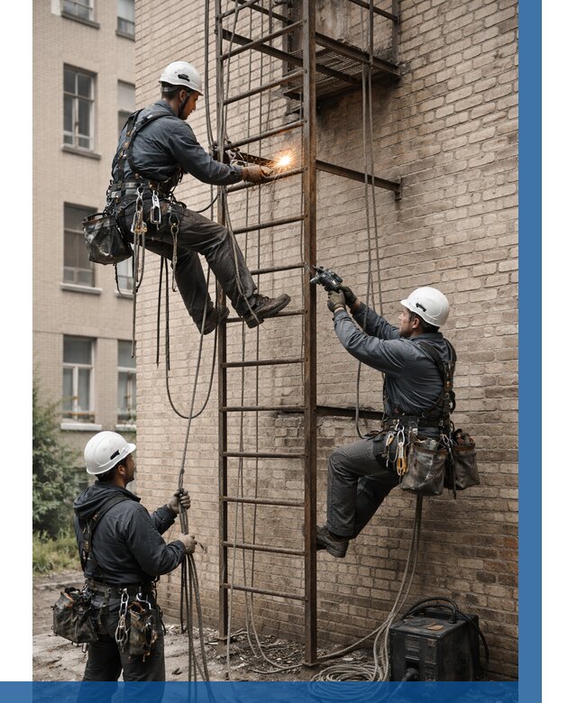 Ремонт пожарной лестницы в Усинске от 7679 р. | ВЫСОТНИК-Снс