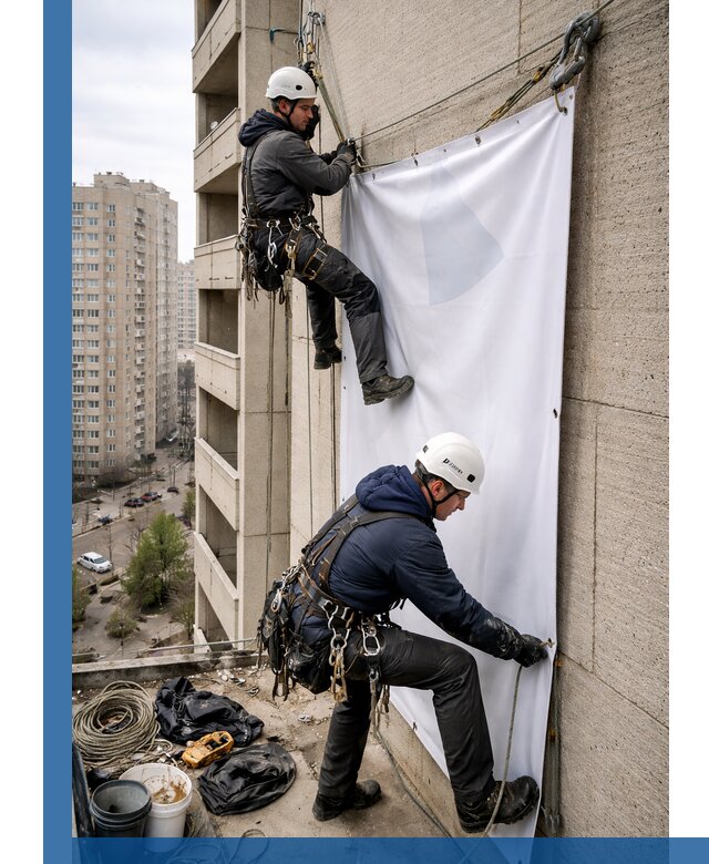 Профессиональный монтаж баннеров на фасаде в Усинске