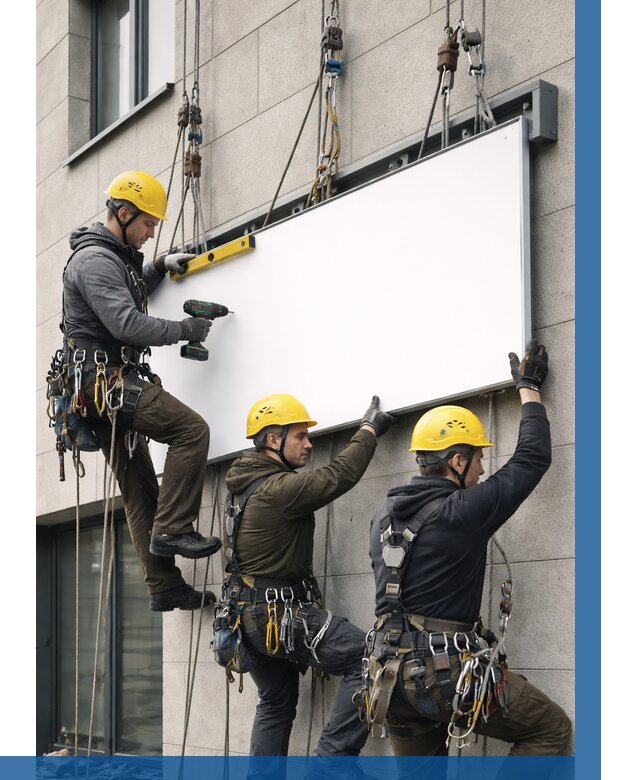 Монтаж рекламной вывески в Усинске от 8190 р. | ВЫСОТНИК-Снс