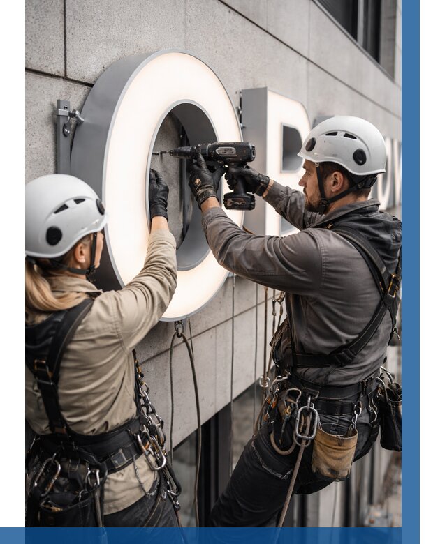 Монтаж световых букв в Усинске от 3071 р. под ключ ВЫСОТНИК-Снс