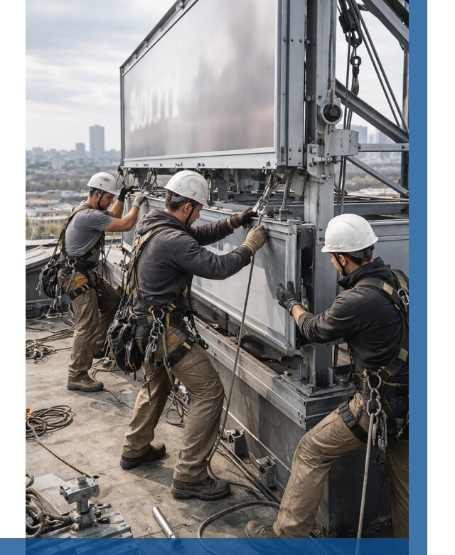 Монтаж крышной рекламной конструкции в Усинске от 61428 р.|ВЫСОТНИК-Снс