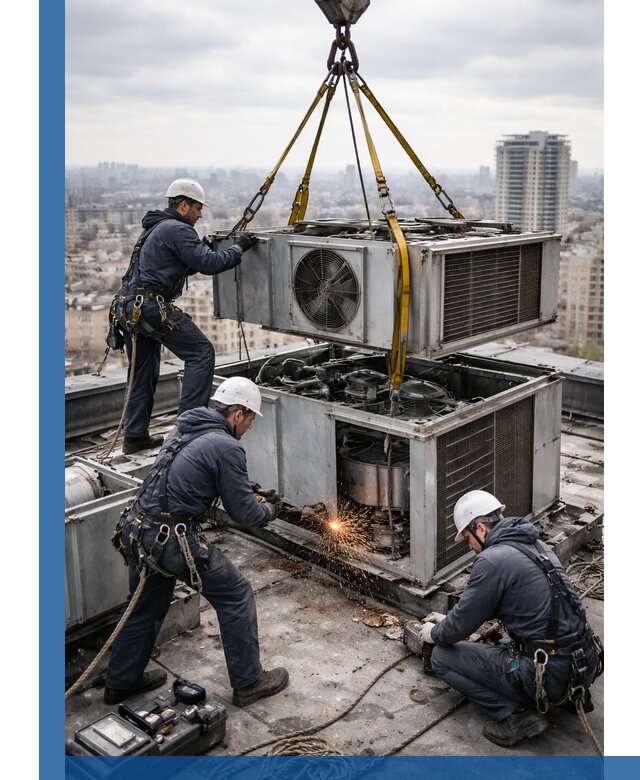 Демонтаж крышной установки в Усинске любой сложности